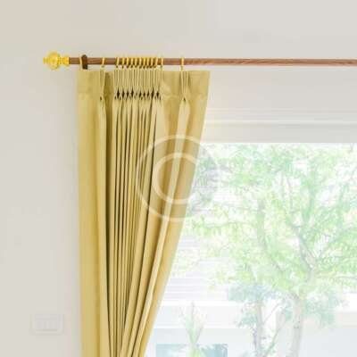 Chenille Golden Lined Pencil Pleat Curtains